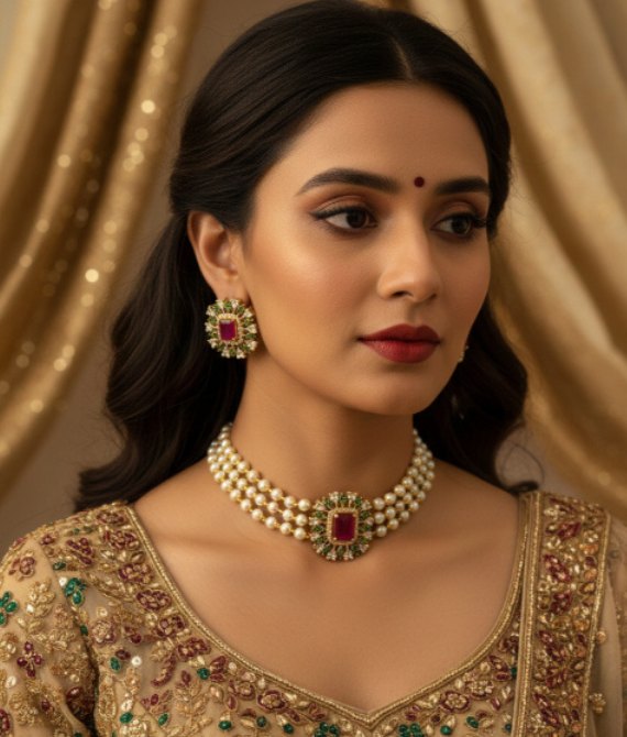 The Royal "Mayura" Pearl & Gemstone Choker Set